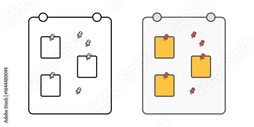 Bulletin Board Setup icon — pinboard with notes and thumbtacks to help teachers organize classroom announcements, displays, and student work.