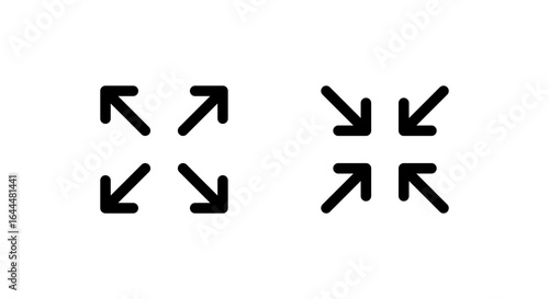 Expand and collapse icon. Fullscreen and exit full screen symbol. Maximize and minimize arrow concept