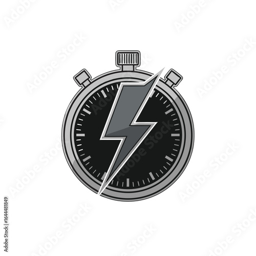 vector of a stopwatch with a lightning bolt symbol, representing speed, urgency, quickness, or fast delivery.