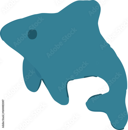 Blue Shark Icon, Isolated Background. Marine Predator Graphic, Underwater Animal Design