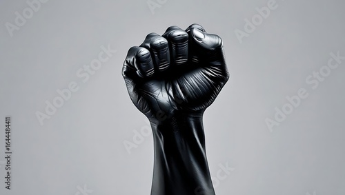 Assertive black raised fist representing strength and resistance against injustice