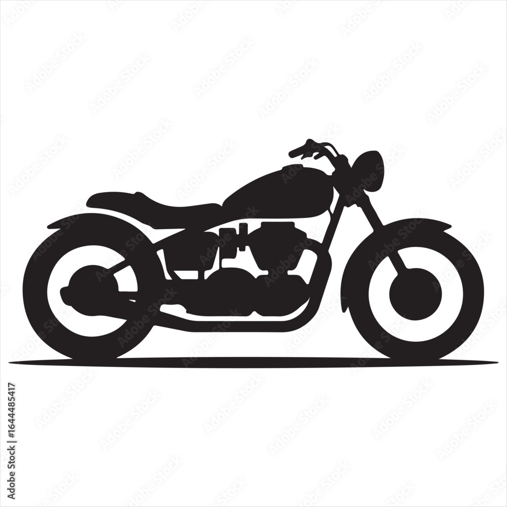 Obraz premium Classic Motorcycle Silhouette Vector Illustration for Retro Style Transportation and Freedom on the Open Road