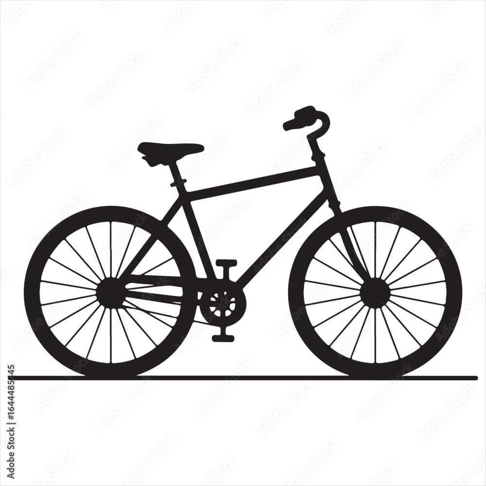 Fototapeta premium Simple Bicycle Silhouette on White Background Symbolizing Cycling Transportation and Healthy Lifestyle with Minimalist Design Elements