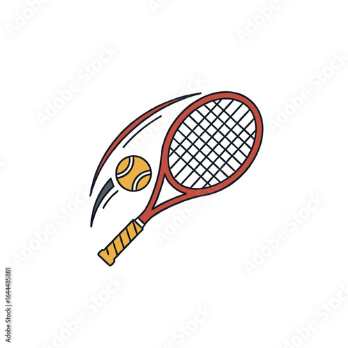 vector of a tennis racket in action, hitting a tennis ball, suitable for sports, recreation, and healthy lifestyle themes.