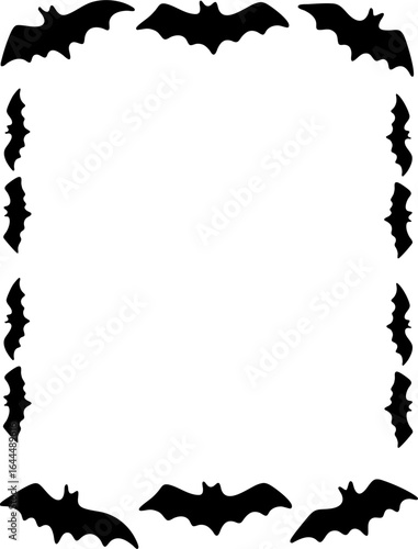 Halloween doodle frame with bat borders creating spooky decorative edges