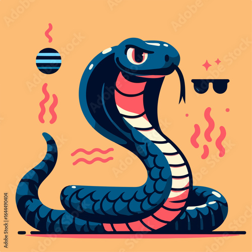 flat illustration of a cobra snake