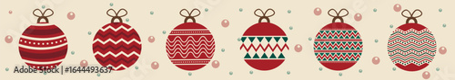 Christmas Bauble Pattern Vector. Festive Red and Green Ornament Design. Holiday Decoration Elements for Cards, Wrapping, and Crafts.Vintage Xmas Background Illustration. christmas balls illustration