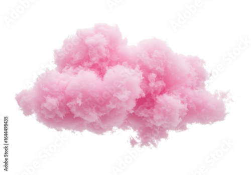 Pink fluffy cotton candy cloud isolated on transparent background