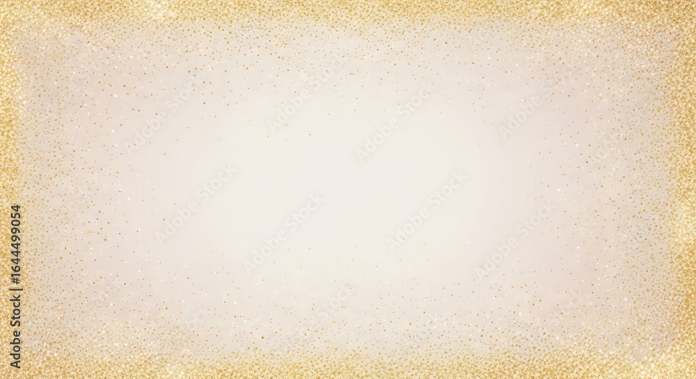Fototapeta premium Elegant Gold Glitter Frame on Cream Background for Festive Celebrations and Design Projects
