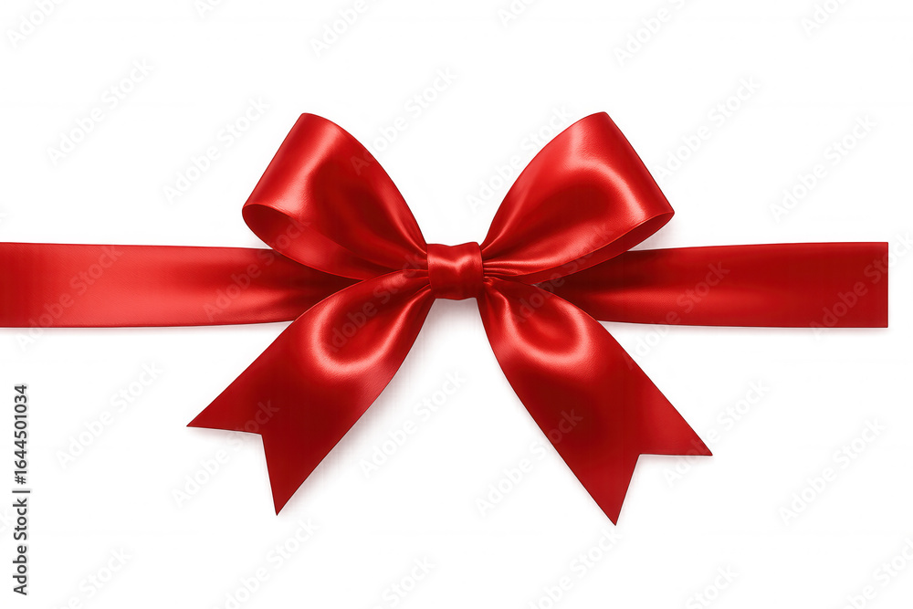 Fototapeta premium Red ribbon with a bow decorating a transparent background, perfect for adding a festive touch to designs