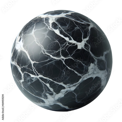 Abstract dark sphere with white veins on black background