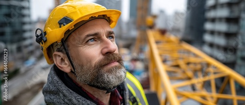 Focused Builders Gaze at Construction Site