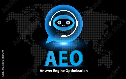 AI-powered answer engines, voice assistants, chatbot, and digital marketing strategy. Answer Engine Optimization Concept.