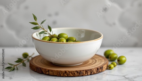 modern ceramic bowl mockup with olive, no people
