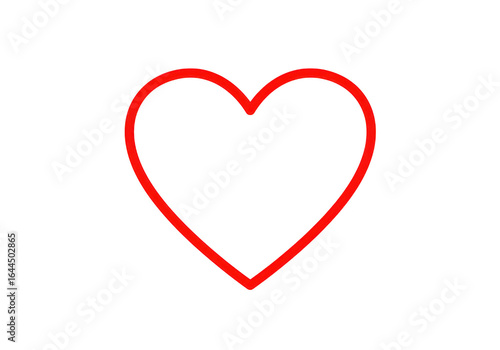 Red heart outline isolated on transparent background