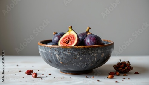 elegant ceramic bowl mockup with fig, no people