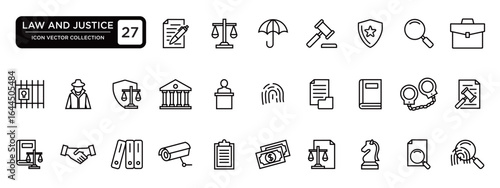 Law and justice collection, editable and resizable vector icon templates