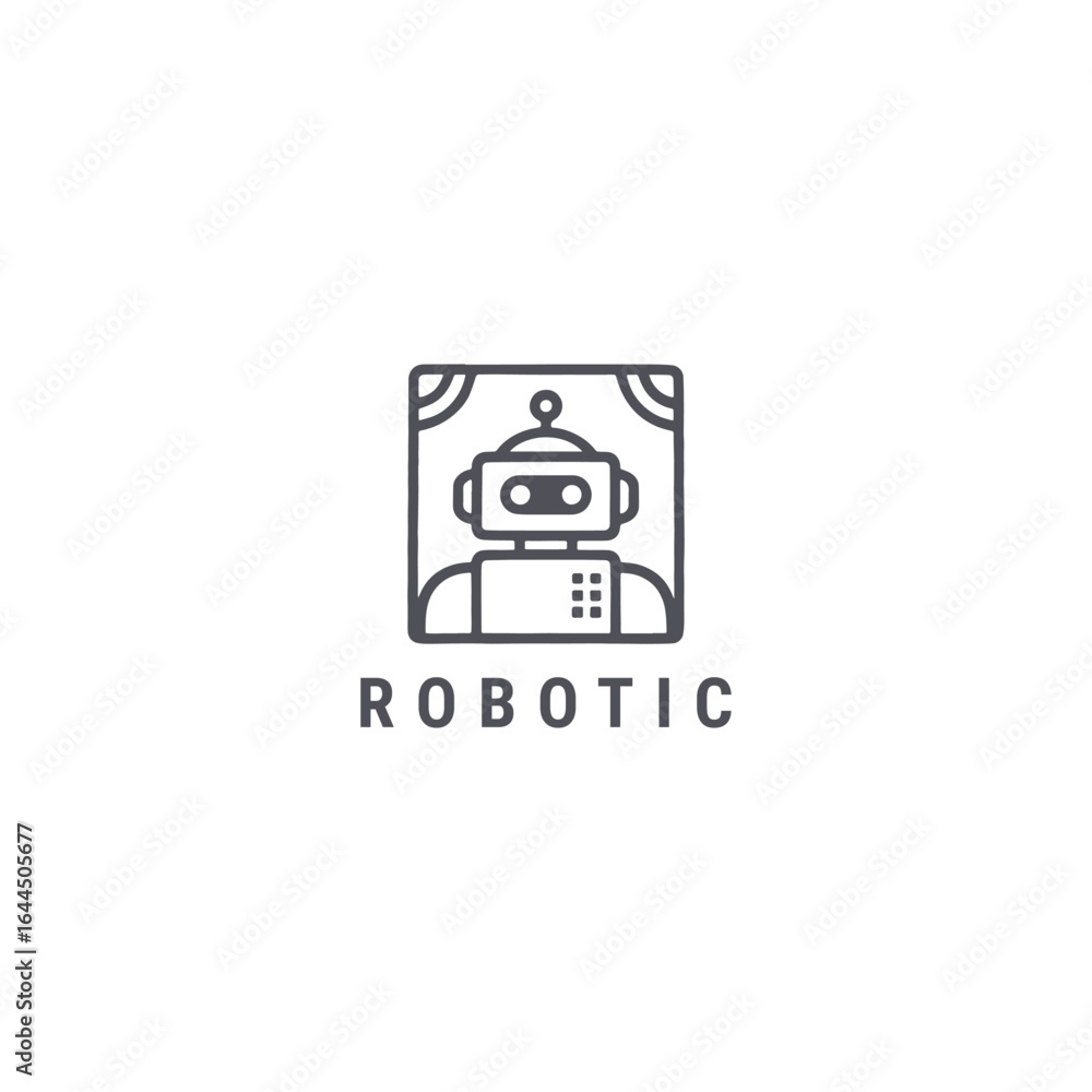 Fototapeta premium Robotic logo with a sleek and futuristic style for modern and line inspired branding.