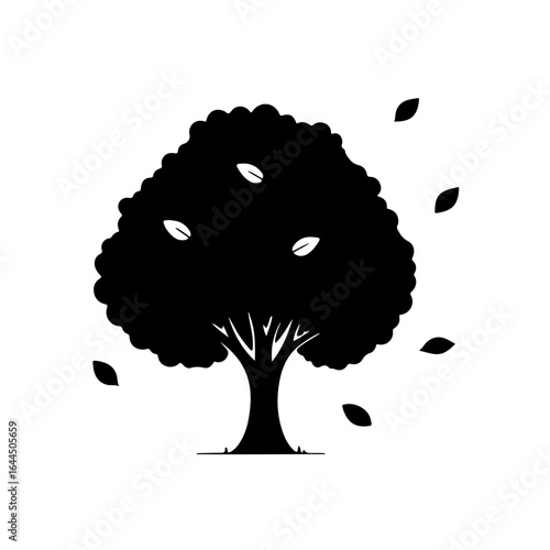 Autumn Icon: Falling Leaves
A simple and elegant black and white graphic icon of a tree with leaves falling. This minimalist vector illustration perfectly captures the essence of autumn