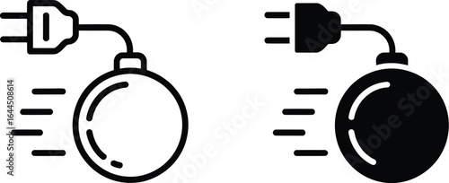 Line Drawing of a Minimal Electric Bomb, Threat of Energy Crisis