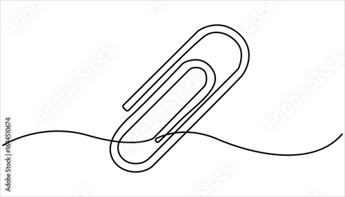 Continuous one line drawing of Paper clip. Single line drawing illustration of Metal paper clip, Sketch, Paper clip, Doodle line illustration. Realistic paper clip concept vector art.


