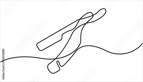 Razor Blade Continuous Line Icon, Razor line art drawing illustration, Continuous line drawing of shaving razor, shave beard. Straight razor, sharp razor blade one line continuous drawing. 


