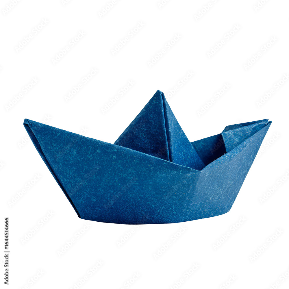 Blue Paper Boat Origami Craft Handmade Dark Background Blue Paper Boat Origami Craft Handmade Dark Background