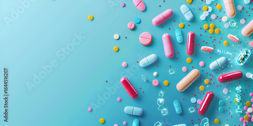 Pharmaceutical Diversity, Medication Assortment, Healthcare Pills and Capsules.