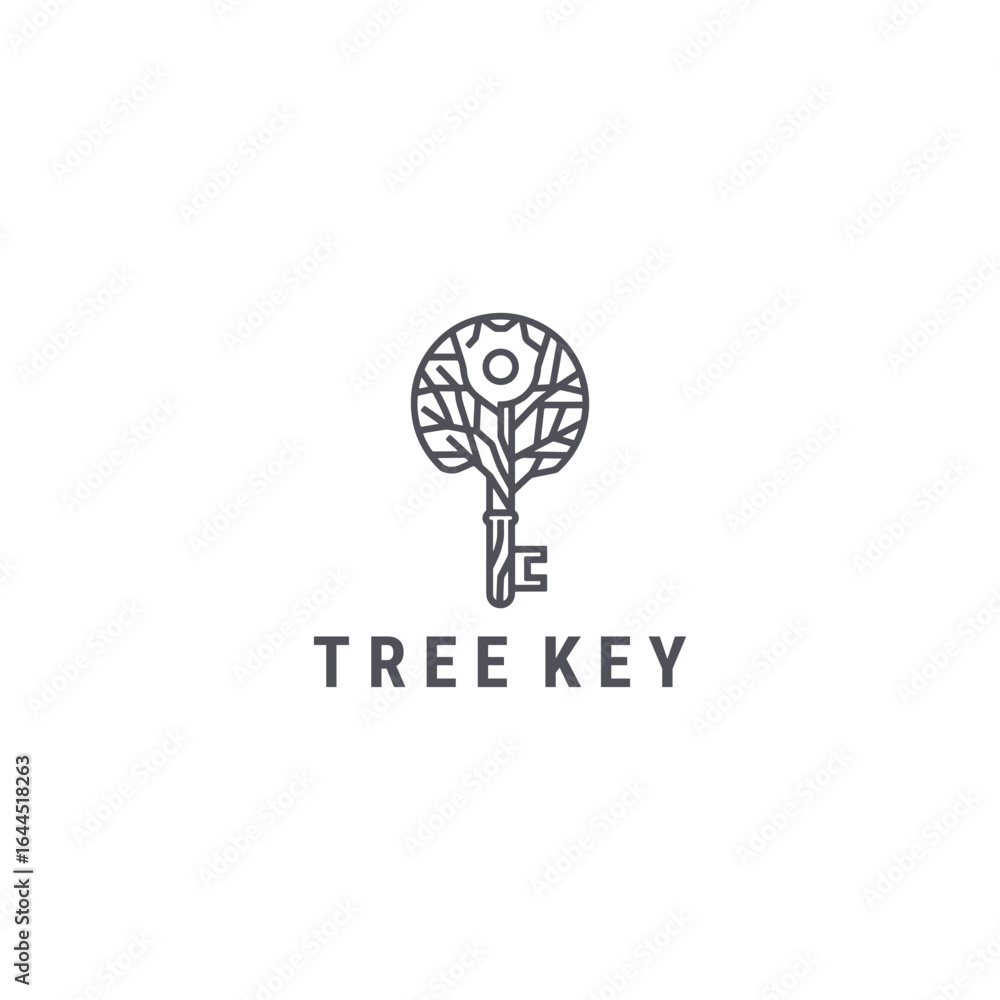Tree key logo with a creative and natural style for unique and meaningful branding. Tree key logo with a creative and natural style for unique and meaningful branding.