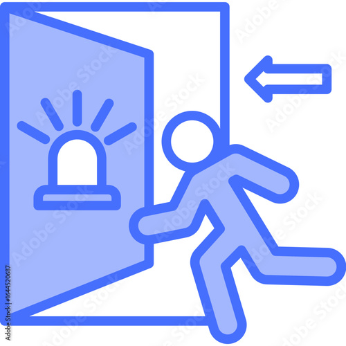 Evacuation blue icon