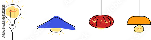 Unique Lighting and Light Bulb Vector Illustration Set