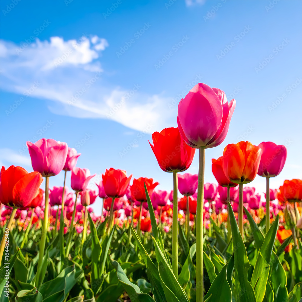 Fototapeta premium Colorful tulips in field