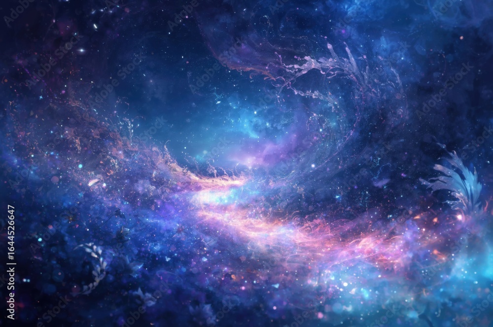 Obraz premium Vast Cosmic Nebula With Swirling Colors And Distant Stars Illustrating The Immensity Of The Universe