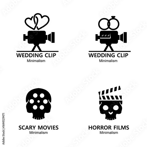 Movie Industry Minimalist Black and White Vector Logos