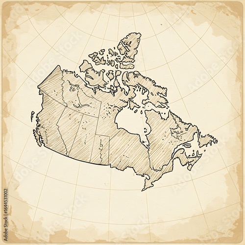 Hand drawn Canada black white map
