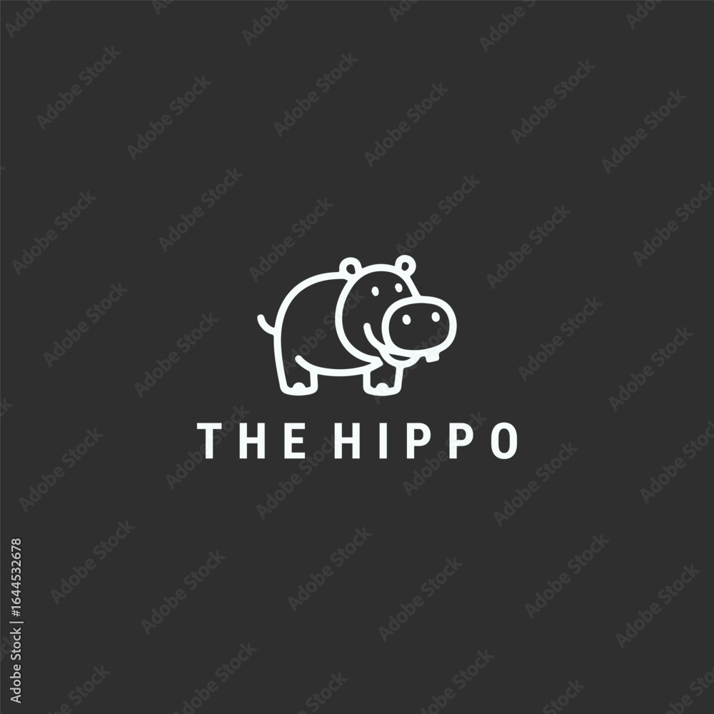 Obraz premium Hippo logo with a strong and friendly style for line and approachable branding.