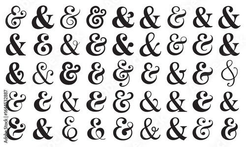 Elegant ampersand symbols pattern for stylish design projects and creative typography needs, black on white background