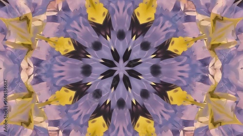 Wallpaper Mural Mesmerizing kaleidoscopic floral patterns unfold with vibrant yellow and soft purple hues in dynamic motion Torontodigital.ca