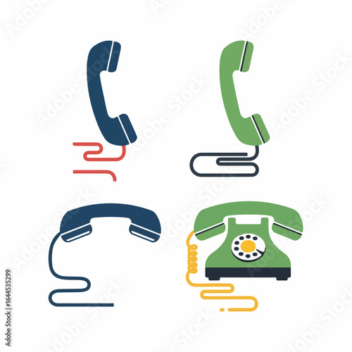 Retro and modern phone icons offer communication, connection, and technology concepts visually.