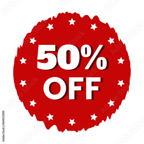 50% off red discount label sale sticker vector for special deal offer 