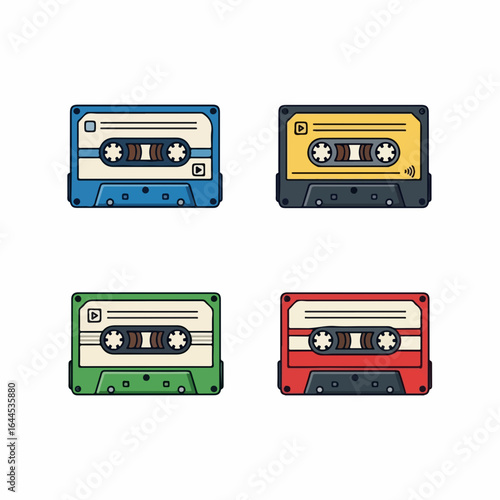 Vibrant retro cassette tapes evoke nostalgia and offer creative design elements for music lovers.