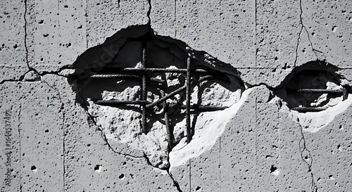 Concrete Wall Damage with Rebar