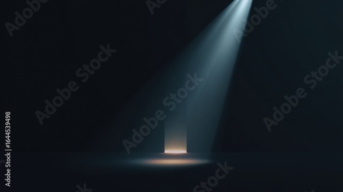 Wallpaper Mural A single, bright spotlight illuminates a dark room, creating a pool of light on the floor, suggesting a stage or presentation area.  The beam is hazy, adding depth Torontodigital.ca