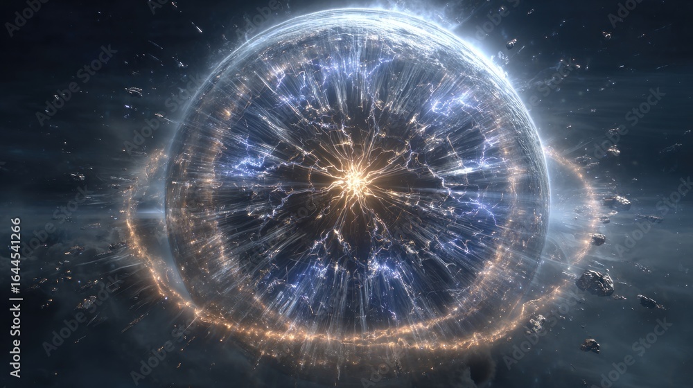 Obraz premium A sphere of energy exploding in space