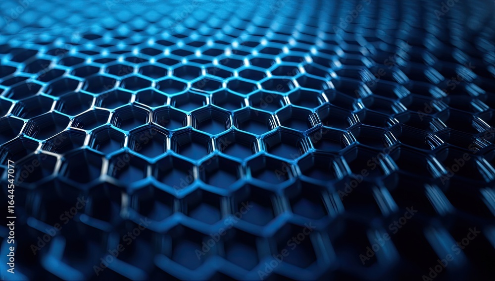 Fototapeta premium Close-up view of a dark blue honeycomb lattice structure