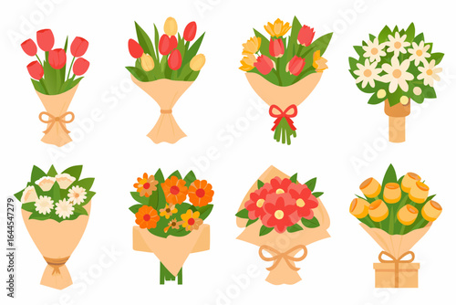 Cheerful floral bouquets to brighten any day, charming arrangements of tulips and daisies for celebrations or thoughtful gifts, perfect for spring and summer joy