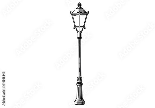 Elegant Vintage Streetlight with Ornate Details Illustration.
