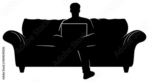 Work from Home Silhouette, Relaxed Laptop Session