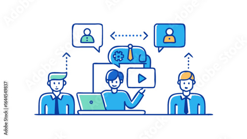 Online meeting collaboration teamwork communication webinar video conference call training presentation concept
