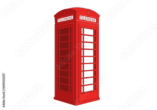 Classic Red Telephone Booth Illustration Iconic British Design.